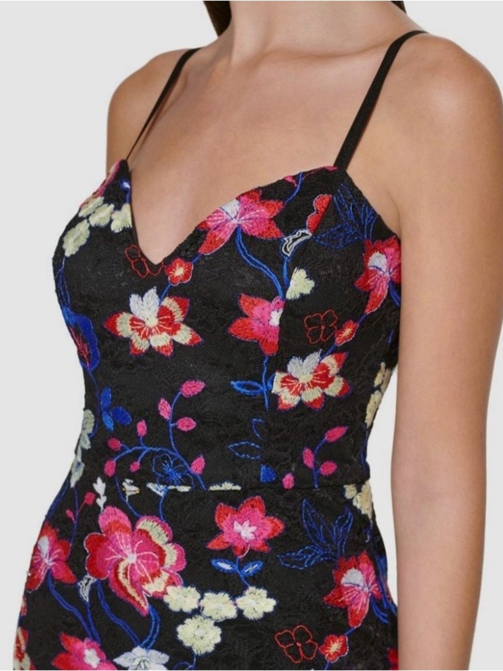 Guess Embroidered Black Spaghetti Strap Dress